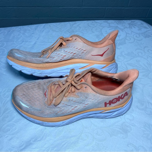 Hoka One One Womens Clifton 8 1119394 CSPY Orange Running Shoes Sneakers 8B - Picture 3 of 10